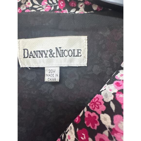 Danny & Nicole Black & Pink 2 PC Women's Midi Skirt & Blouse Set Short Slv 20W - Picture 3 of 6